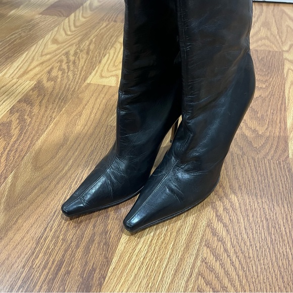 Jimmy Choo Agathe Black Leather Knee-High Boots Size 39.5 - Picture 3 of 9